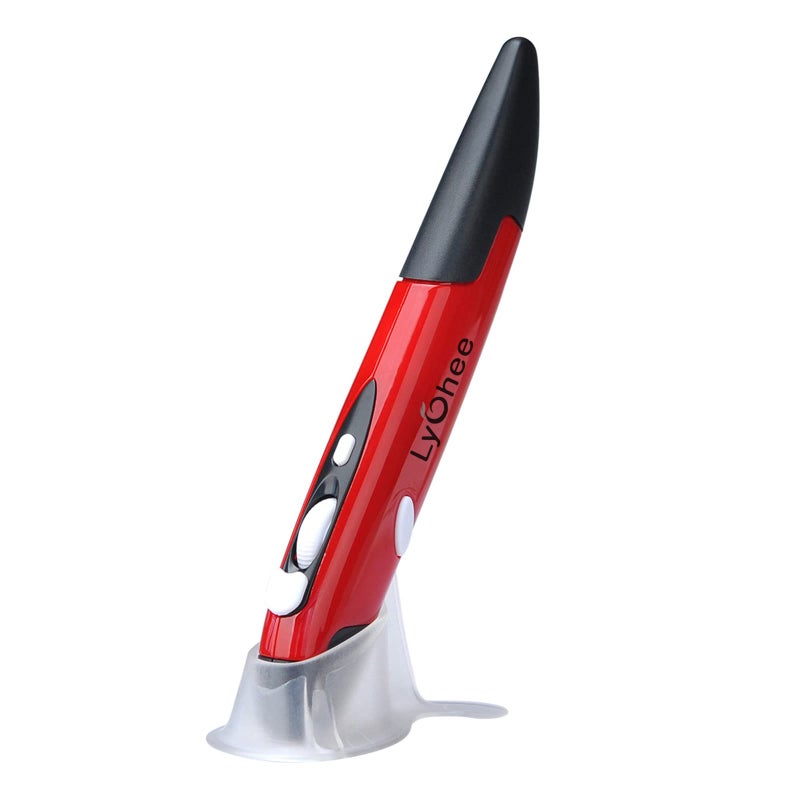 Lychee Wireless Optical Pocket Pen Mouse, 2.4GHz USB Wireless Optical Mini Air Mouse for PC Laptop Notebook Computer Mac (Red) - Image 1